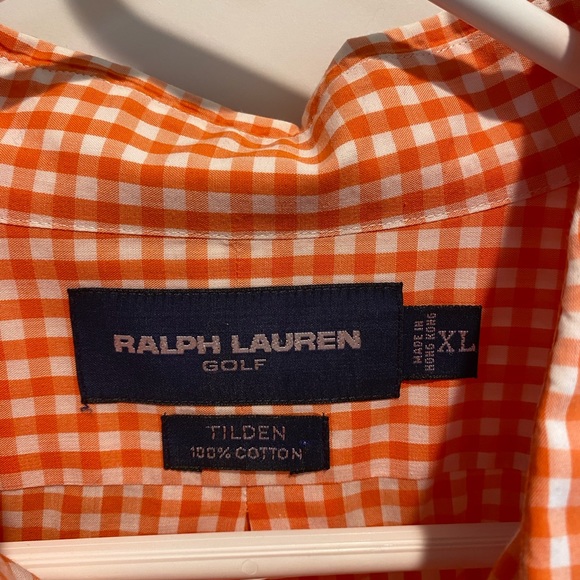 Ralph Lauren XL shirt, orange check - Picture 1 of 4
